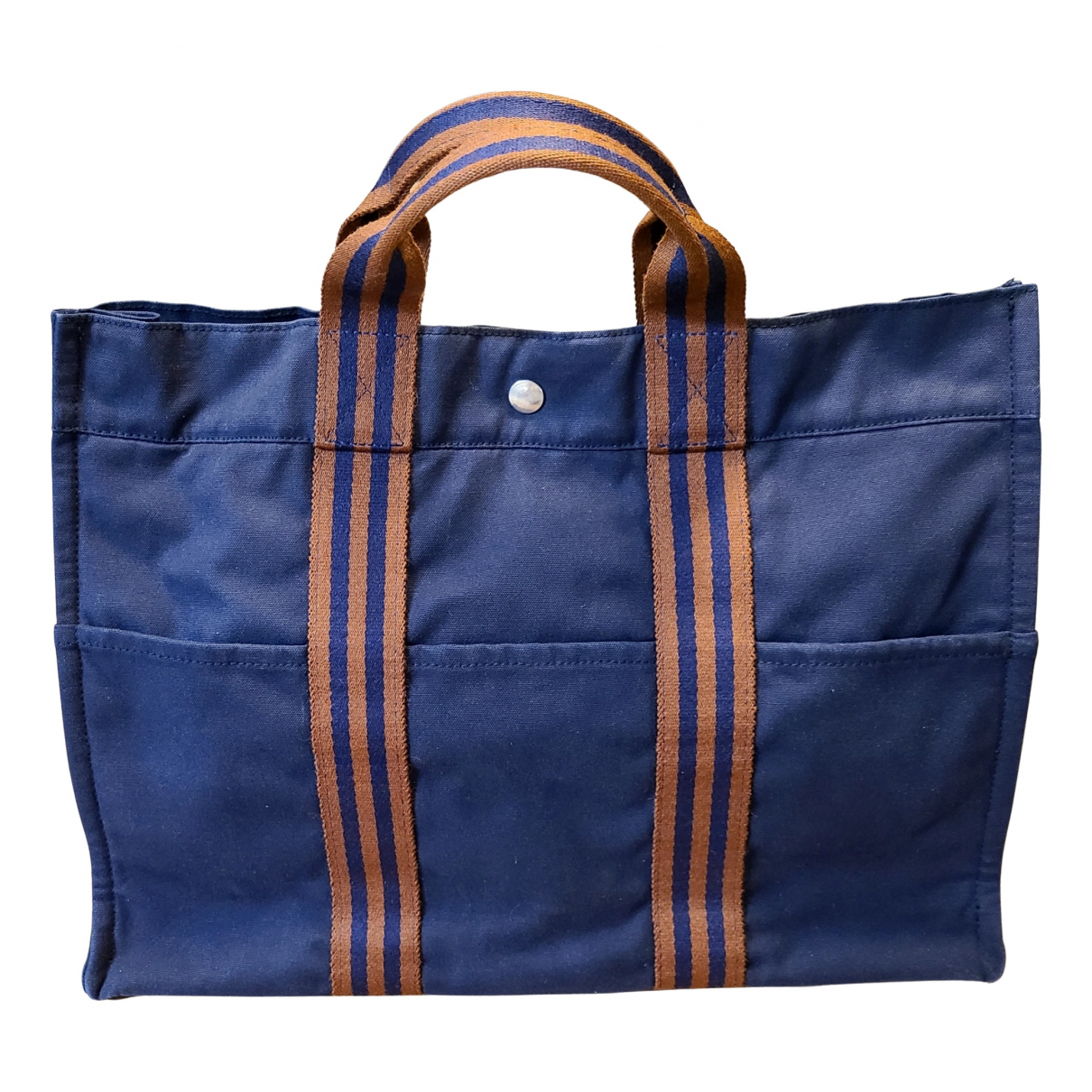 Cloth travel bag Hermès Navy in Cloth 